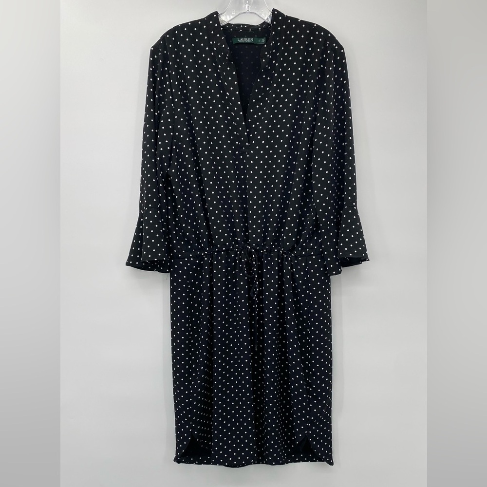 Ralph Lauren Black with white polka dot Dress size 14